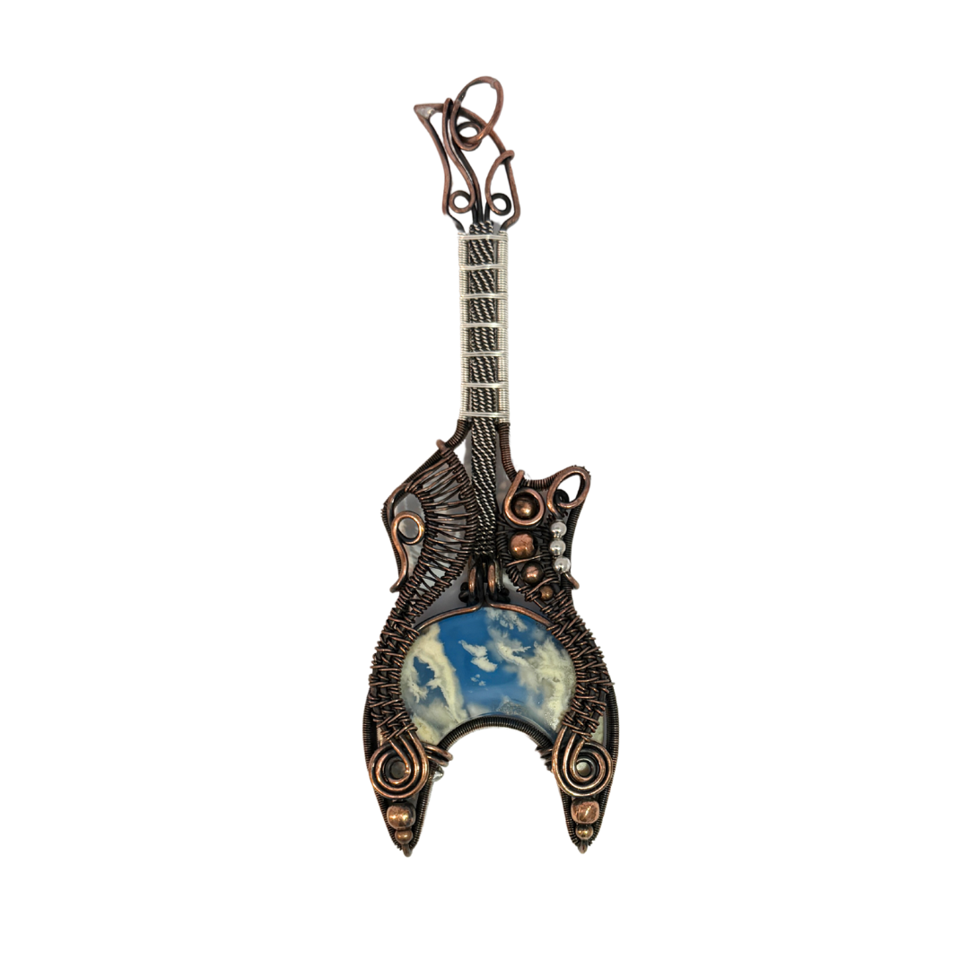 Wire Wrap Agate Guitar Pendant