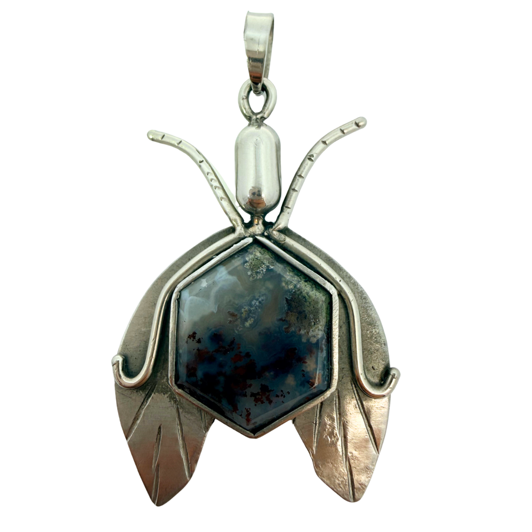Steel Bee Pendant Blue