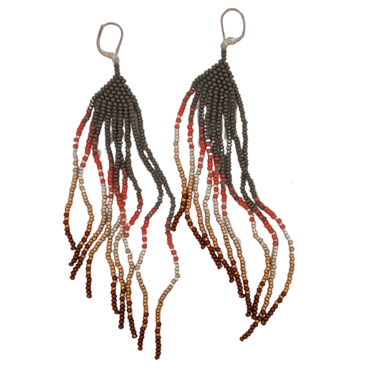 Gray Neutral Beaded Earrings