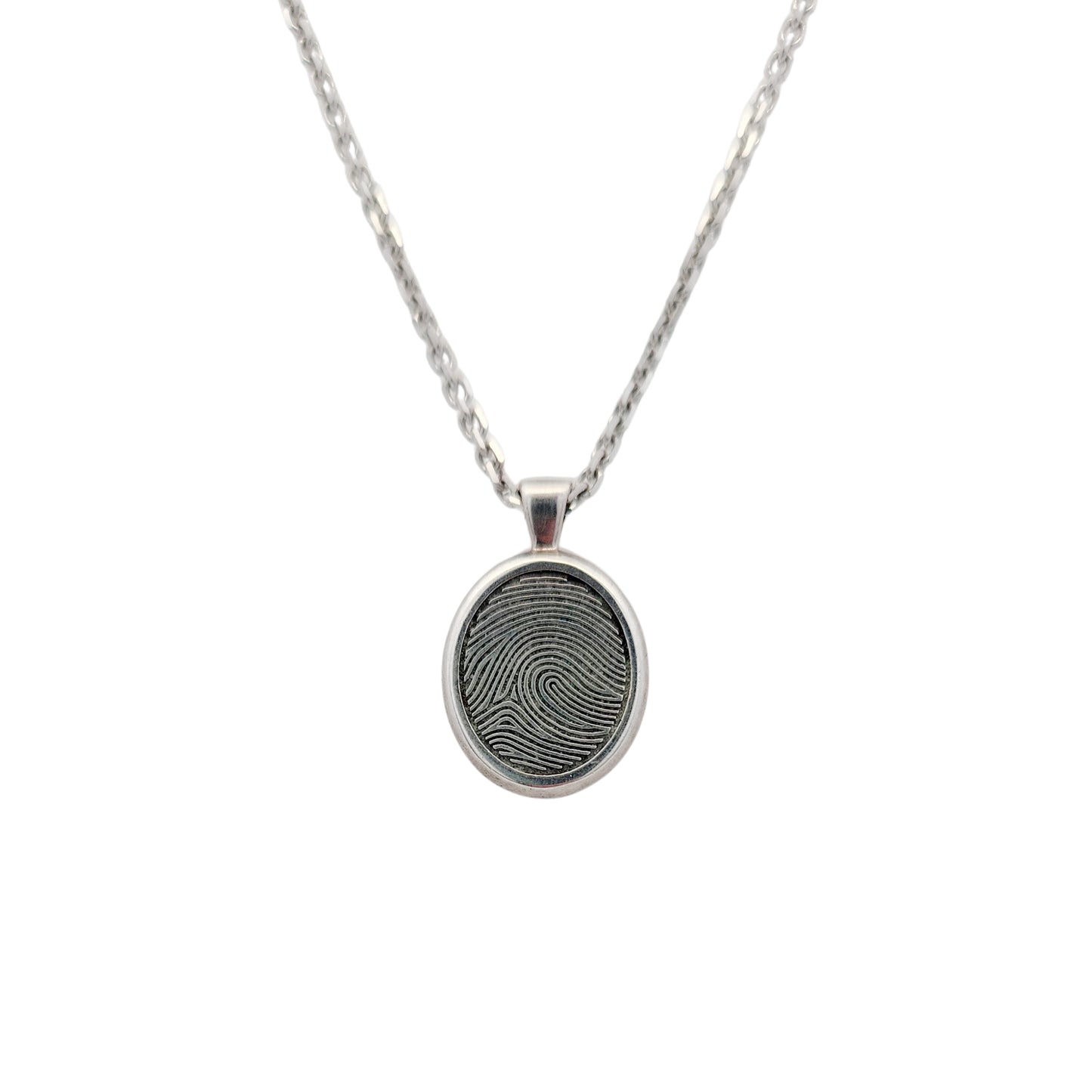 Sterling Silver Oval Fingerprint Engraved Pendant