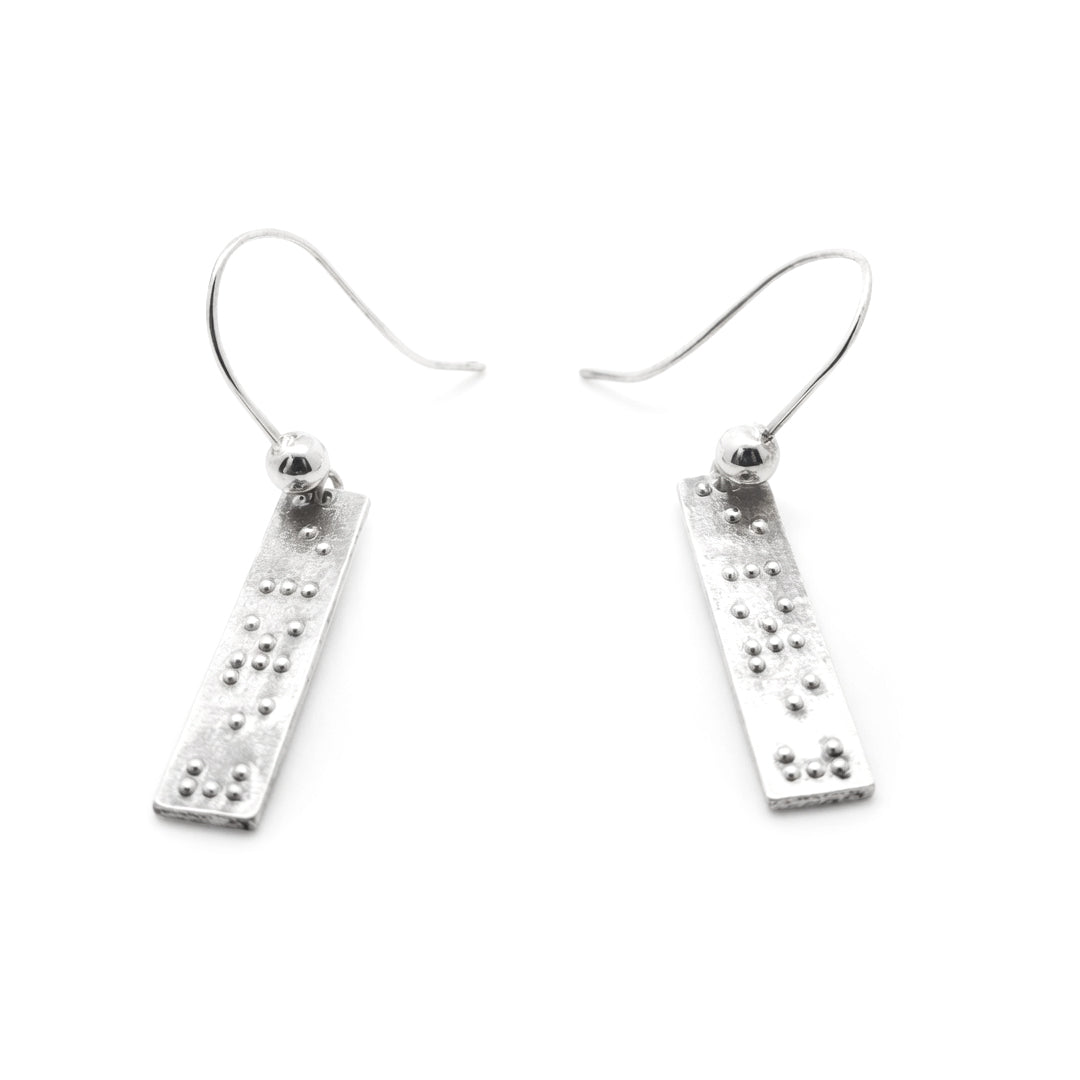 Sterling Silver Braille “I Love You” Earrings
