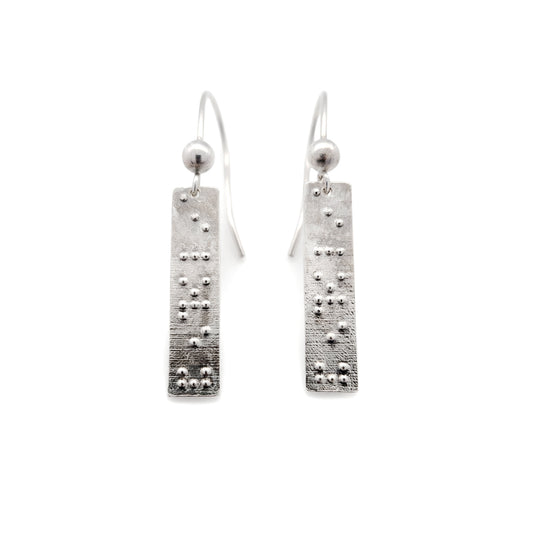 Sterling Silver Braille “I Love You” Earrings