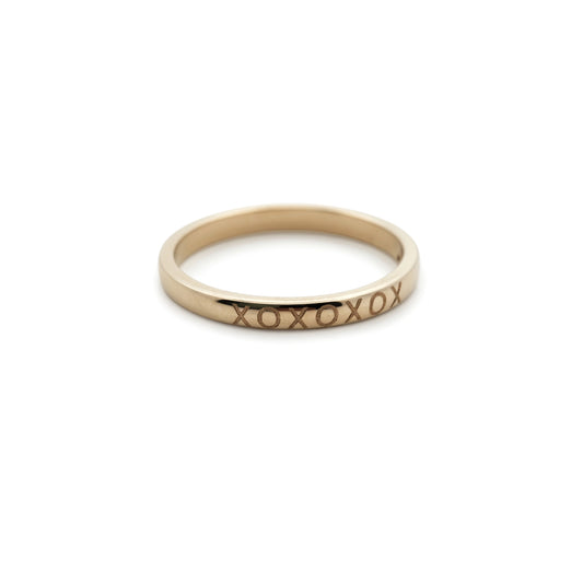 14K Yellow Gold XOXO Engraved Ring