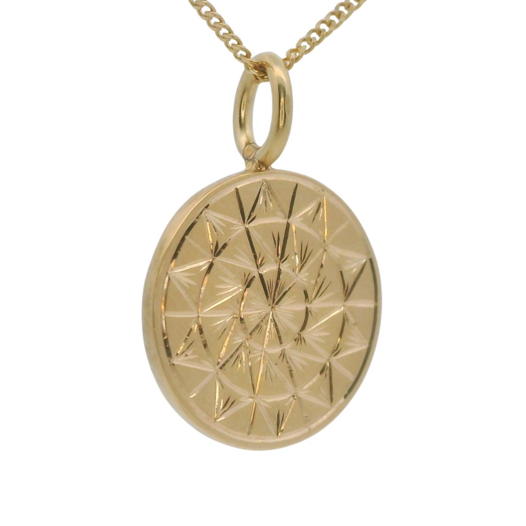 Small Mandala - Hand-Enagraved Gold Coin Necklace