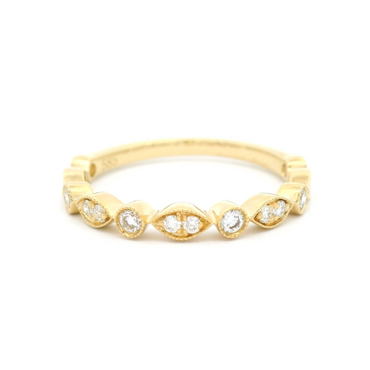 14k Yellow Vintage Style Half-Eternity Band with 0.25cts Natural Diamonds