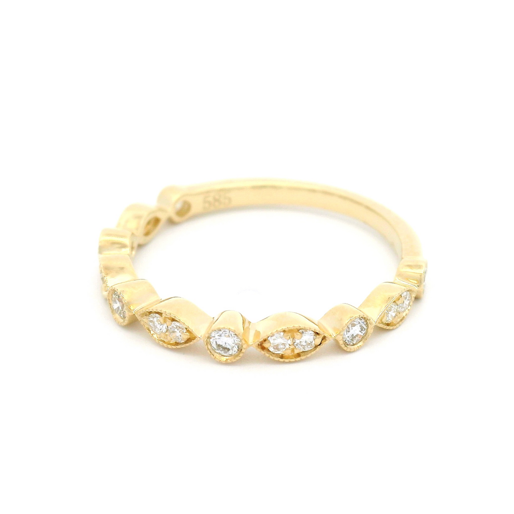 14k Yellow Vintage Style Half-Eternity Band with 0.25cts Natural Diamonds