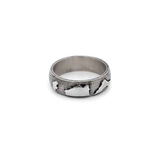Sterling Silver Raised Engraved Country Ring