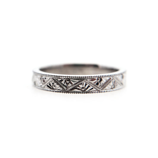 Deco Engraved Wedding Band