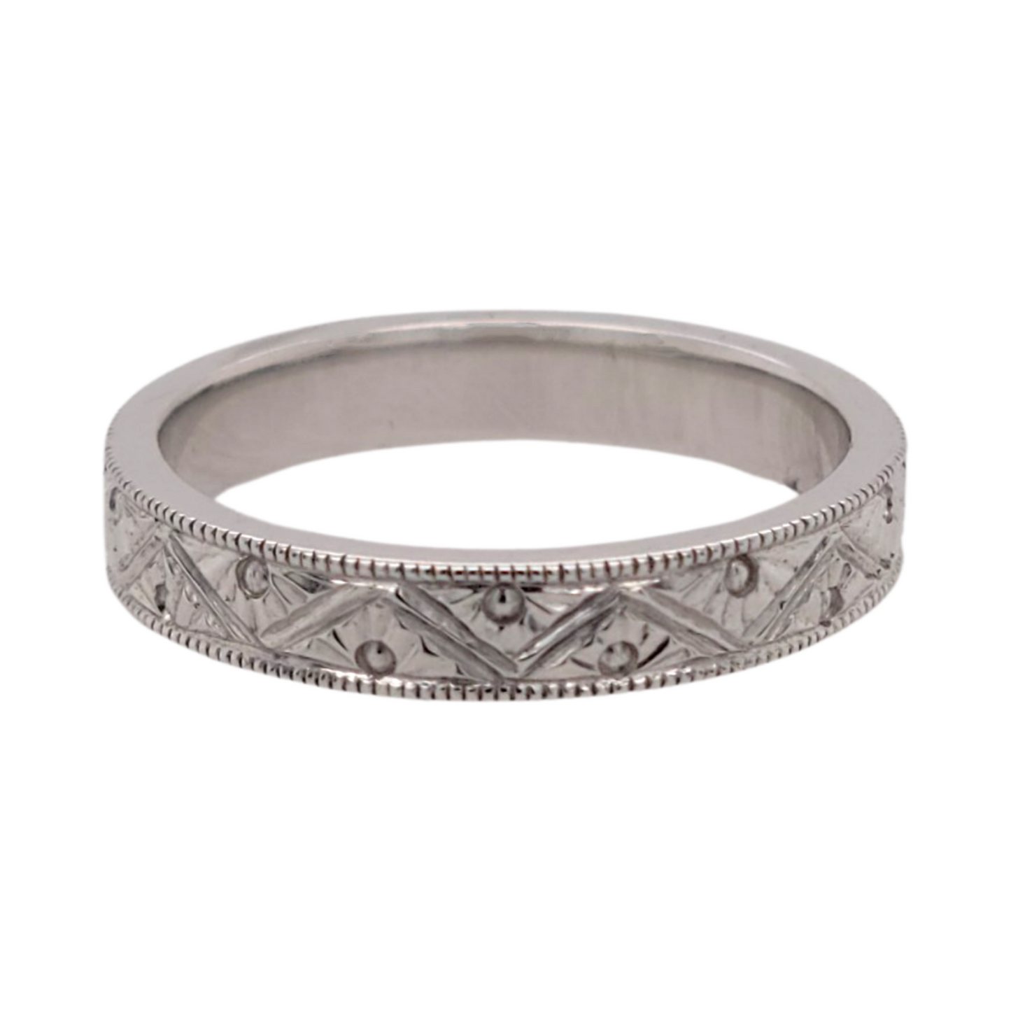 Deco Engraved Wedding Band