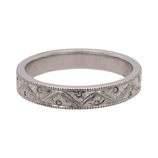 Deco Engraved Wedding Band