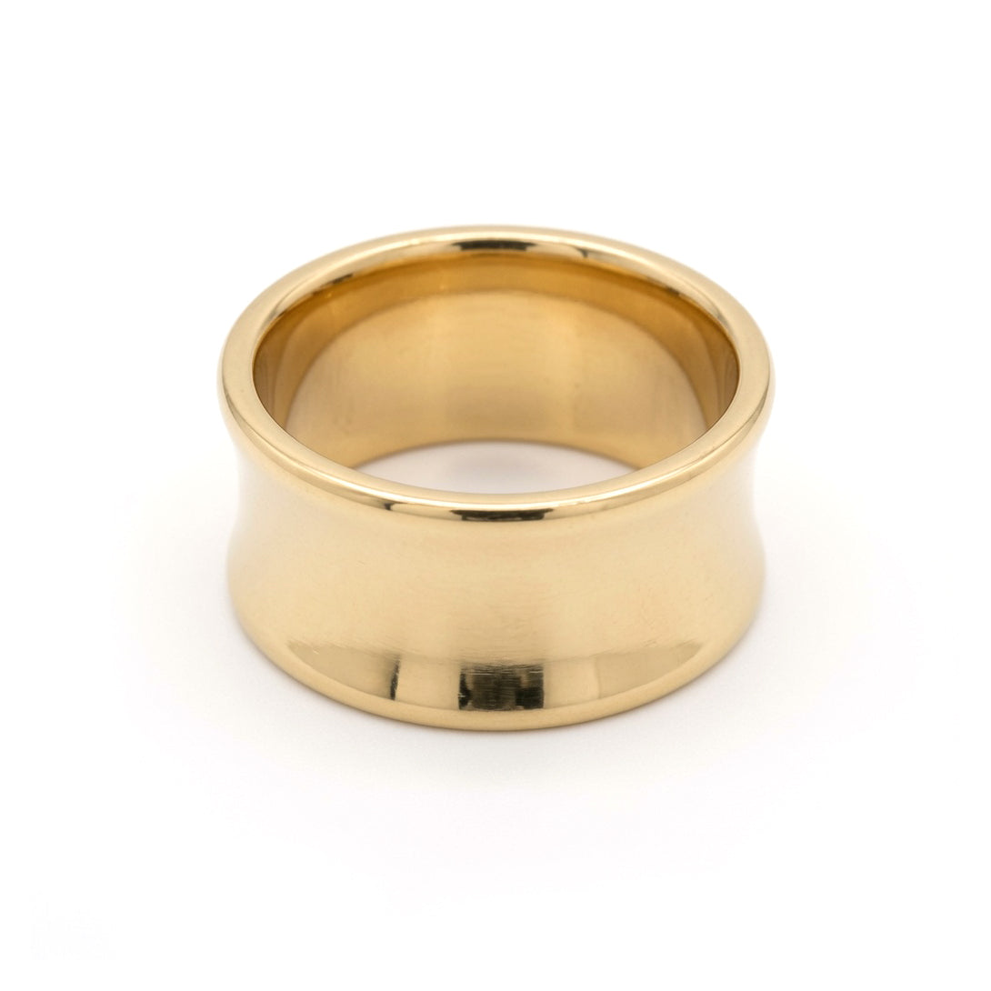 10k Yellow 10mm Wide Satin Finish Concave Band