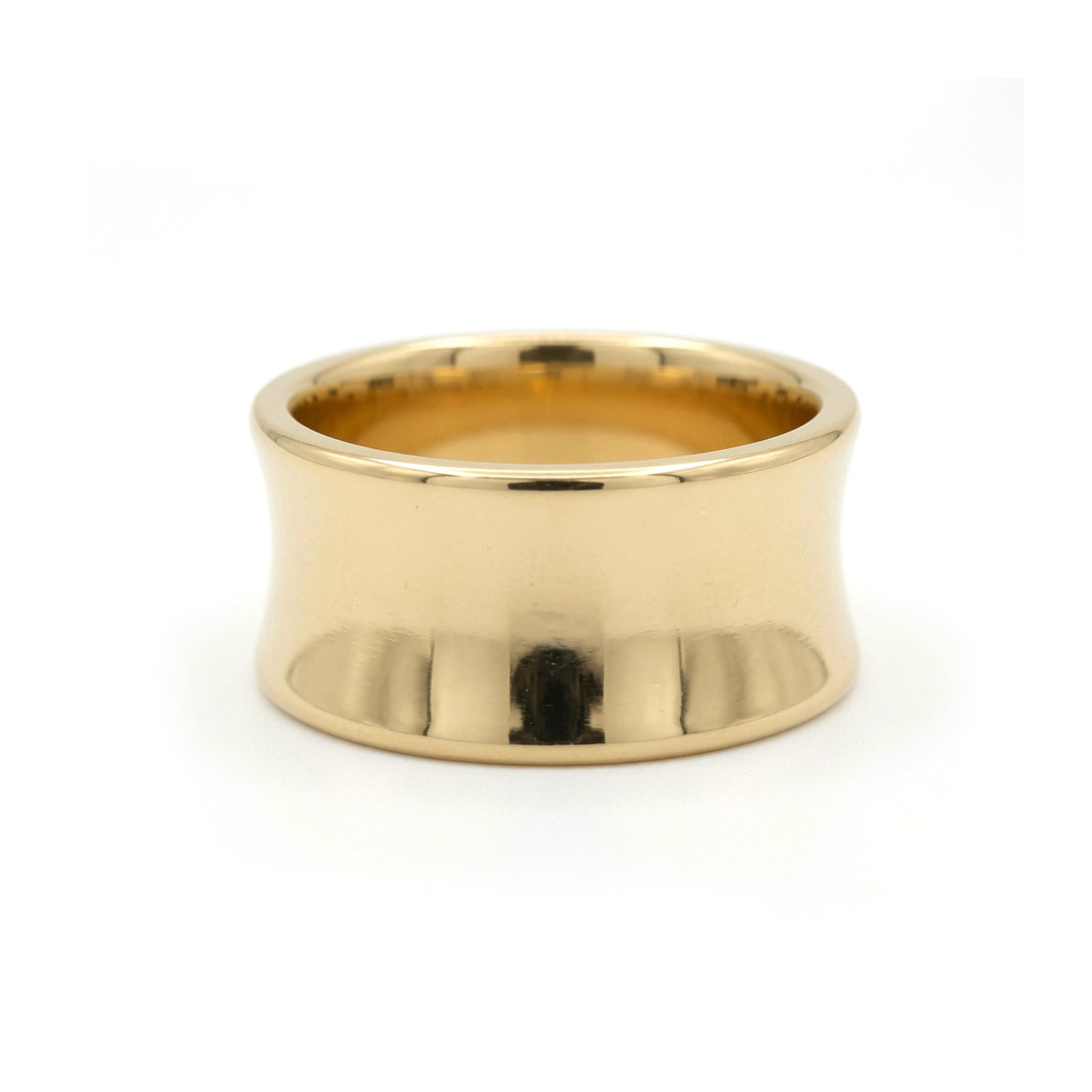 10k Yellow 10mm Wide Satin Finish Concave Band
