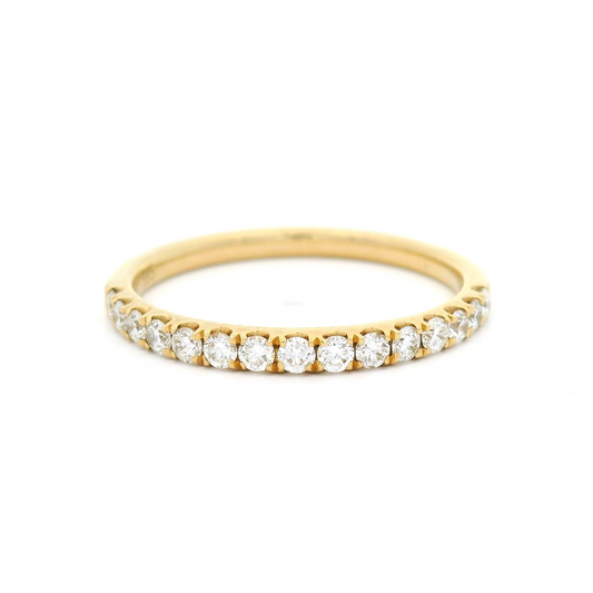 14k Yellow Bead-Set Half-Eternity Band with 0.32cts Natural Diamonds