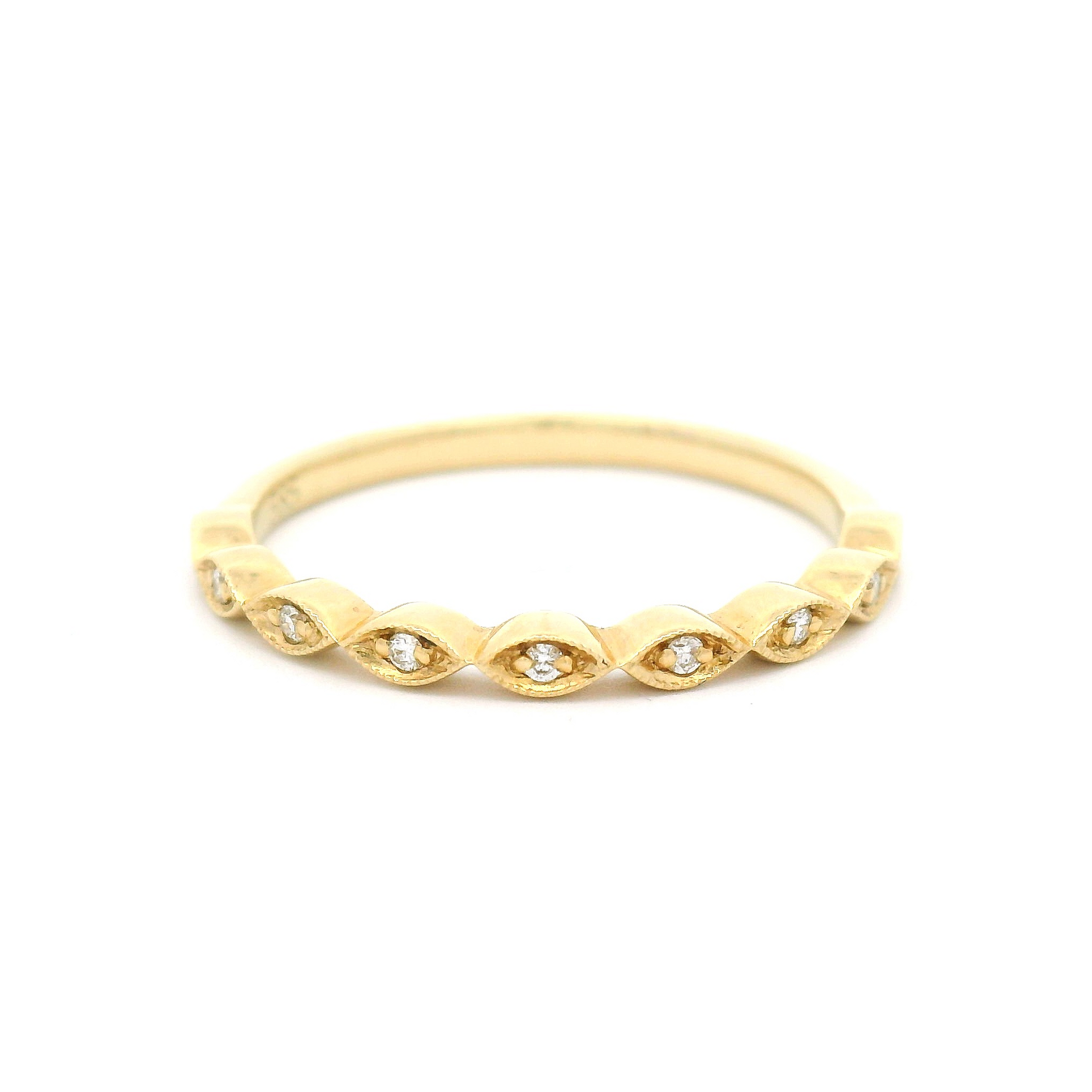 14k Yellow Vintage Style Half-Eternity Band with 0.05cts Natural Diamonds