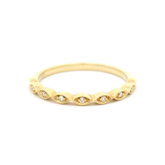 14k Yellow Vintage Style Half-Eternity Band with 0.05cts Natural Diamonds