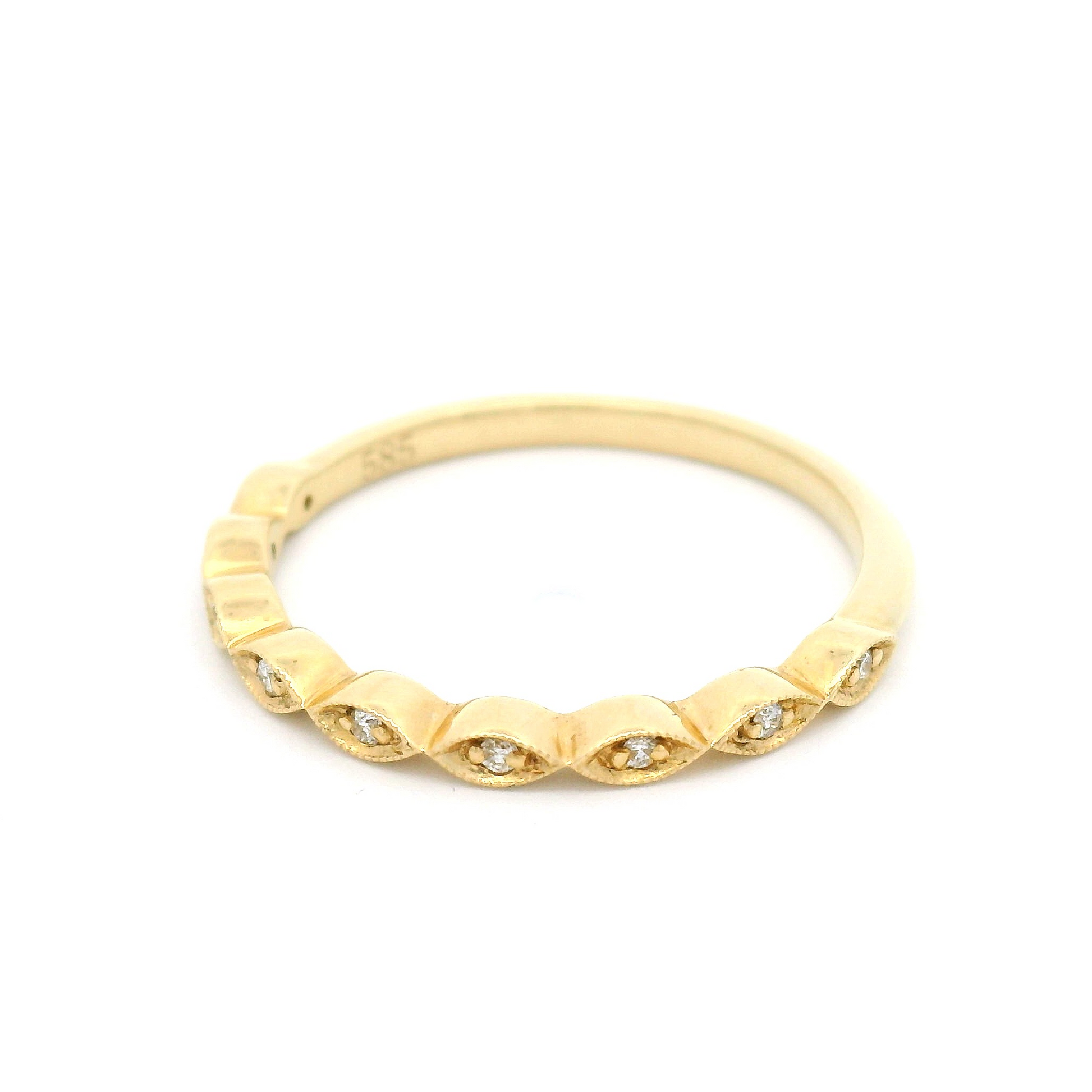 14k Yellow Vintage Style Half-Eternity Band with 0.05cts Natural Diamonds