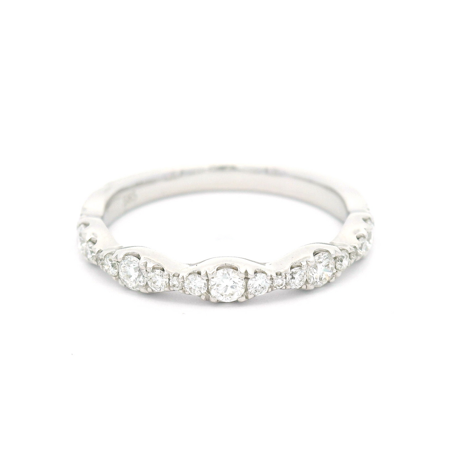 14k White Half-Eternity Wave Band with 0.40cts Natural Diamonds
