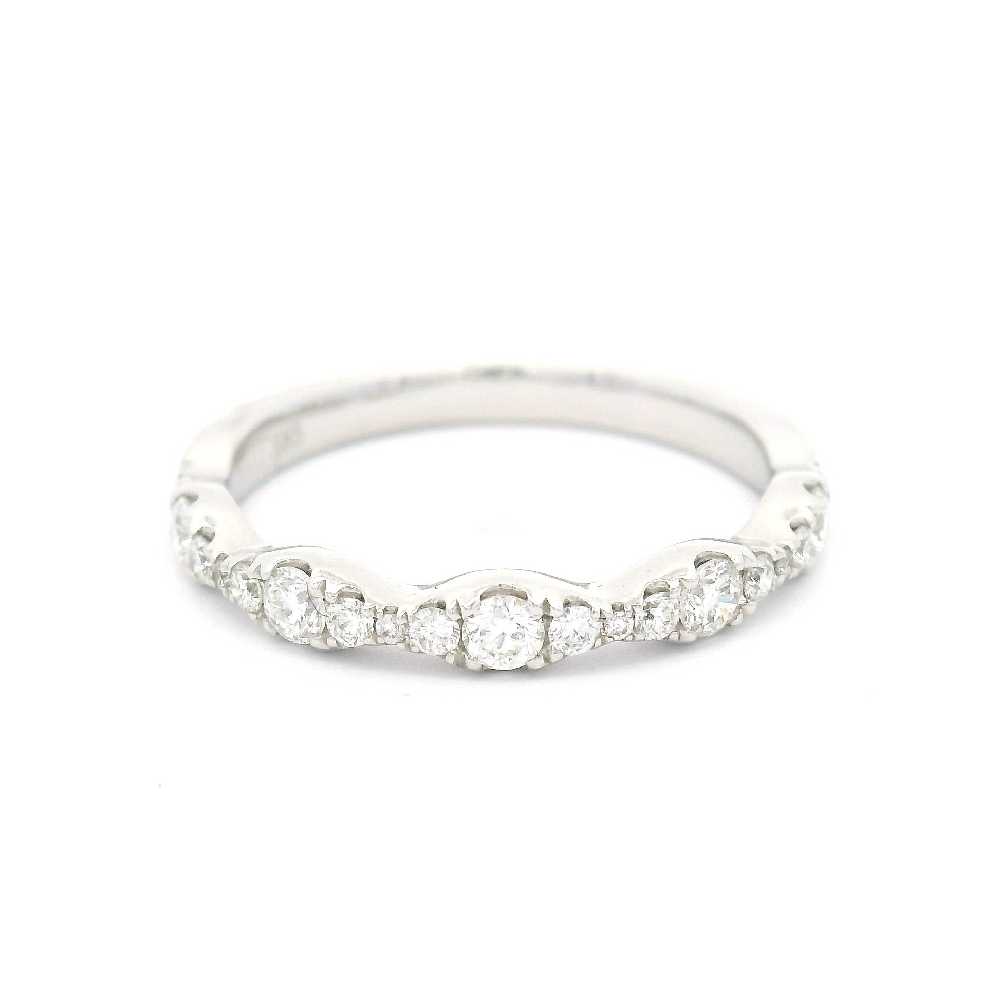 14k White Half-Eternity Wave Band with 0.40cts Natural Diamonds