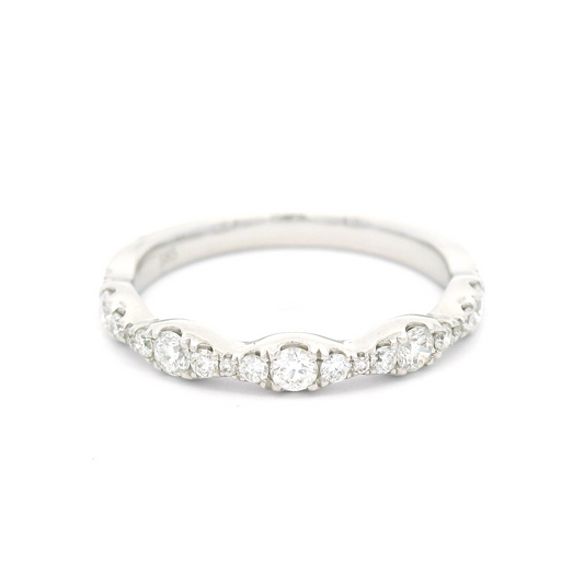 14k White Half-Eternity Wave Band with 0.40cts Natural Diamonds