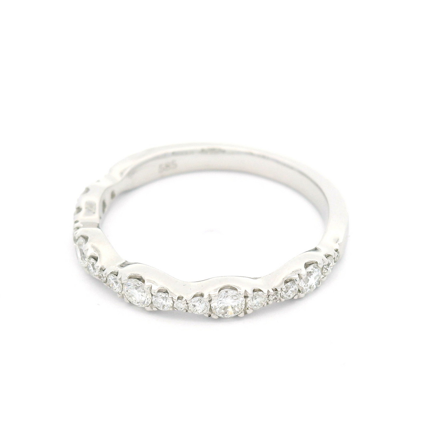 14k White Half-Eternity Wave Band with 0.40cts Natural Diamonds