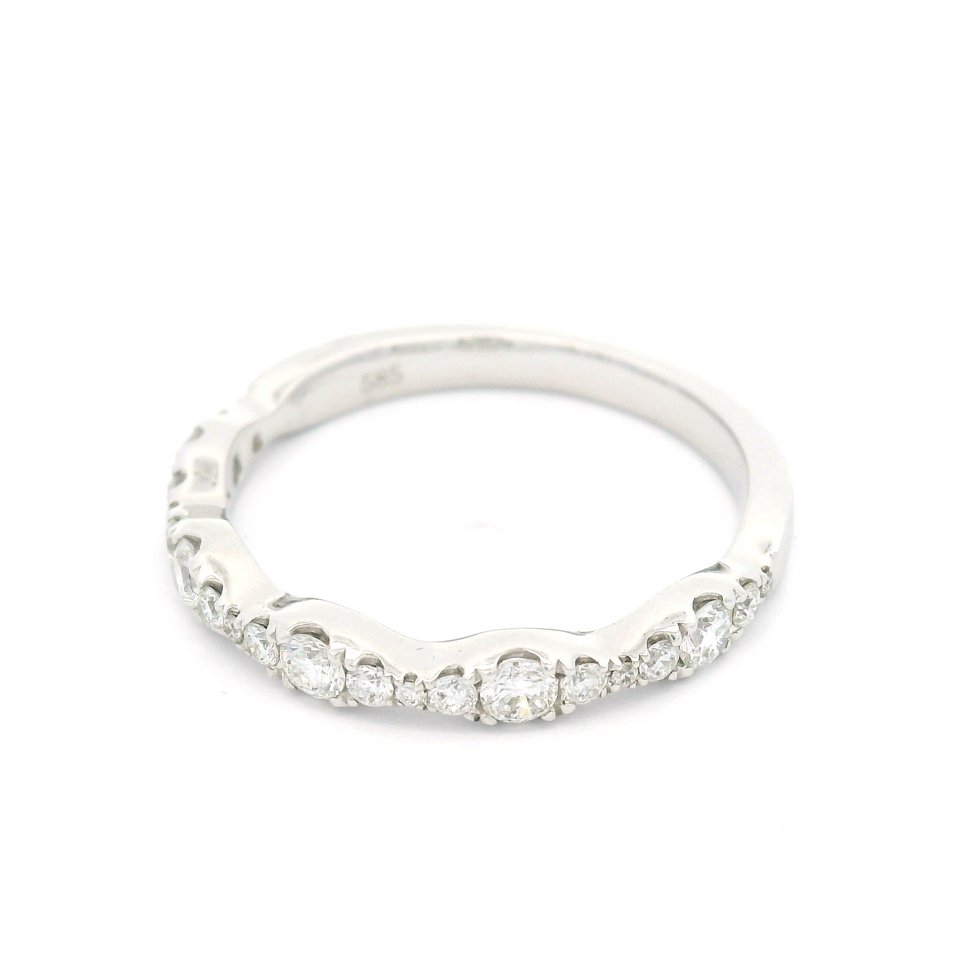 14k White Half-Eternity Wave Band with 0.40cts Natural Diamonds