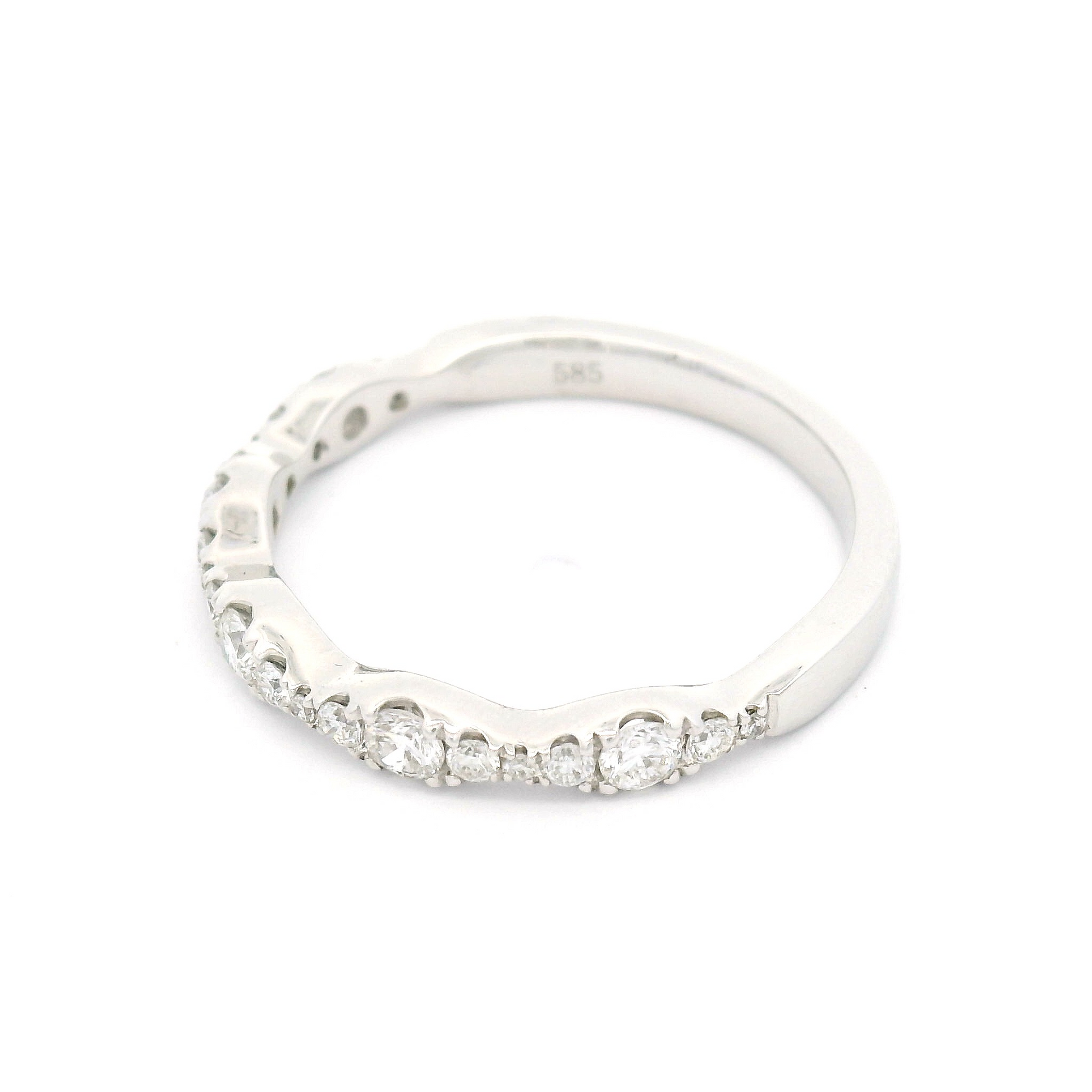 14k White Half-Eternity Wave Band with 0.40cts Natural Diamonds