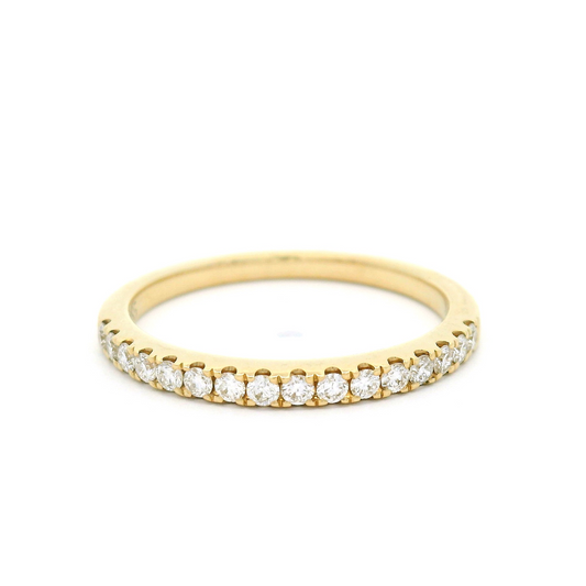 14k Yellow Bead-Set Half-Eternity Band with 0.24cts Natural Diamonds