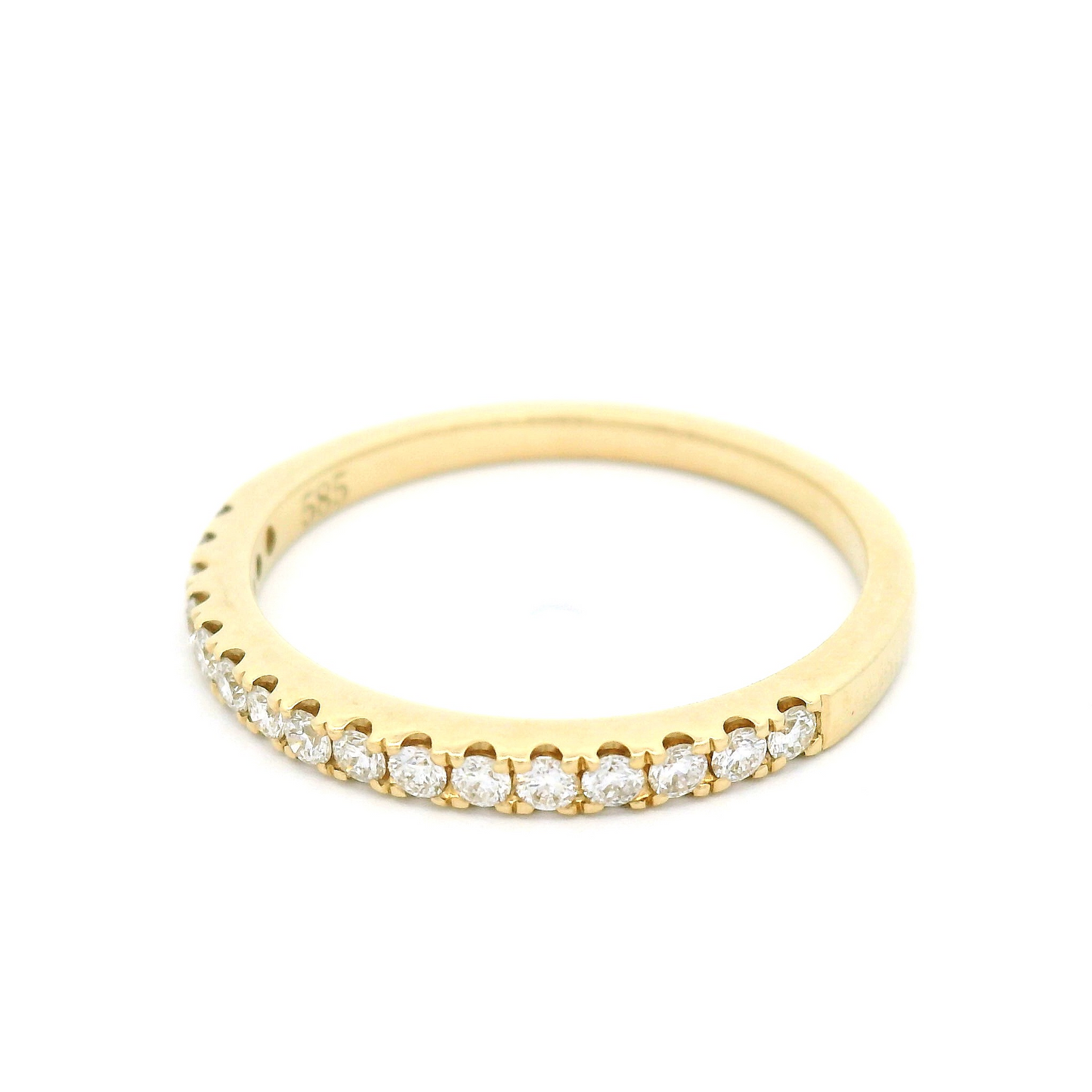 14k Yellow Bead-Set Half-Eternity Band with 0.24cts Natural Diamonds