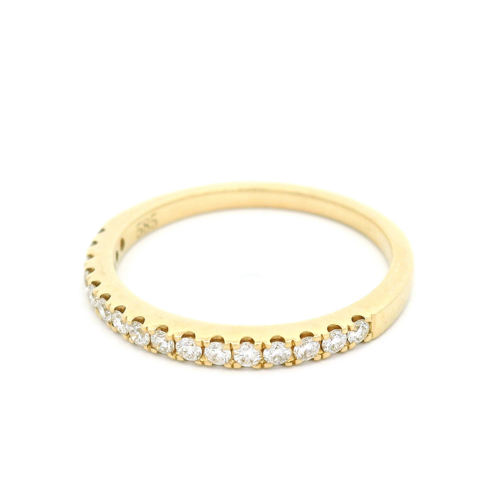 14k Yellow Bead-Set Half-Eternity Band with 0.24cts Natural Diamonds