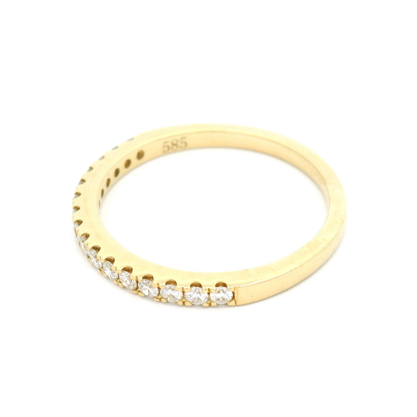 14k Yellow Bead-Set Half-Eternity Band with 0.24cts Natural Diamonds