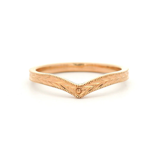 14k Rose 2mm Wide Hand-Engraved Diadem Band