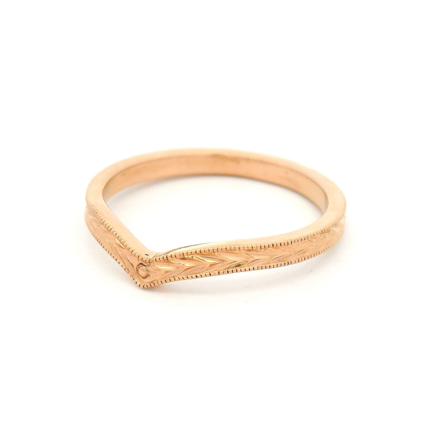 14k Rose 2mm Wide Hand-Engraved Diadem Band