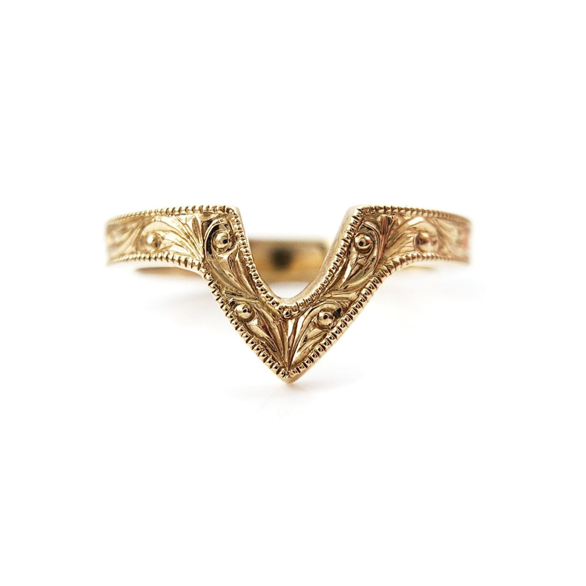 14K Yellow Gold 3mm Wide V Contoured Wedding Band