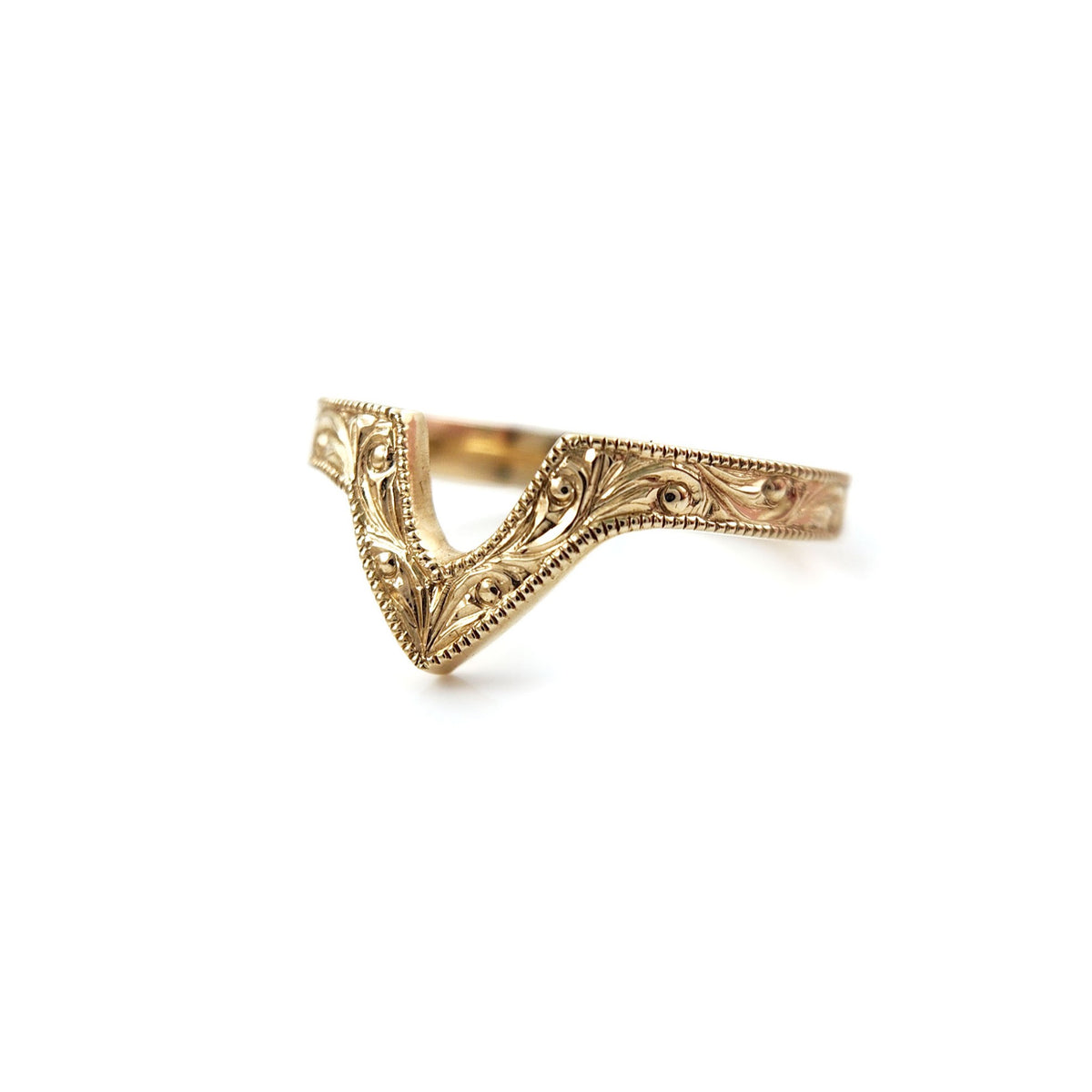 14K Yellow Gold 3mm Wide V Contoured Wedding Band