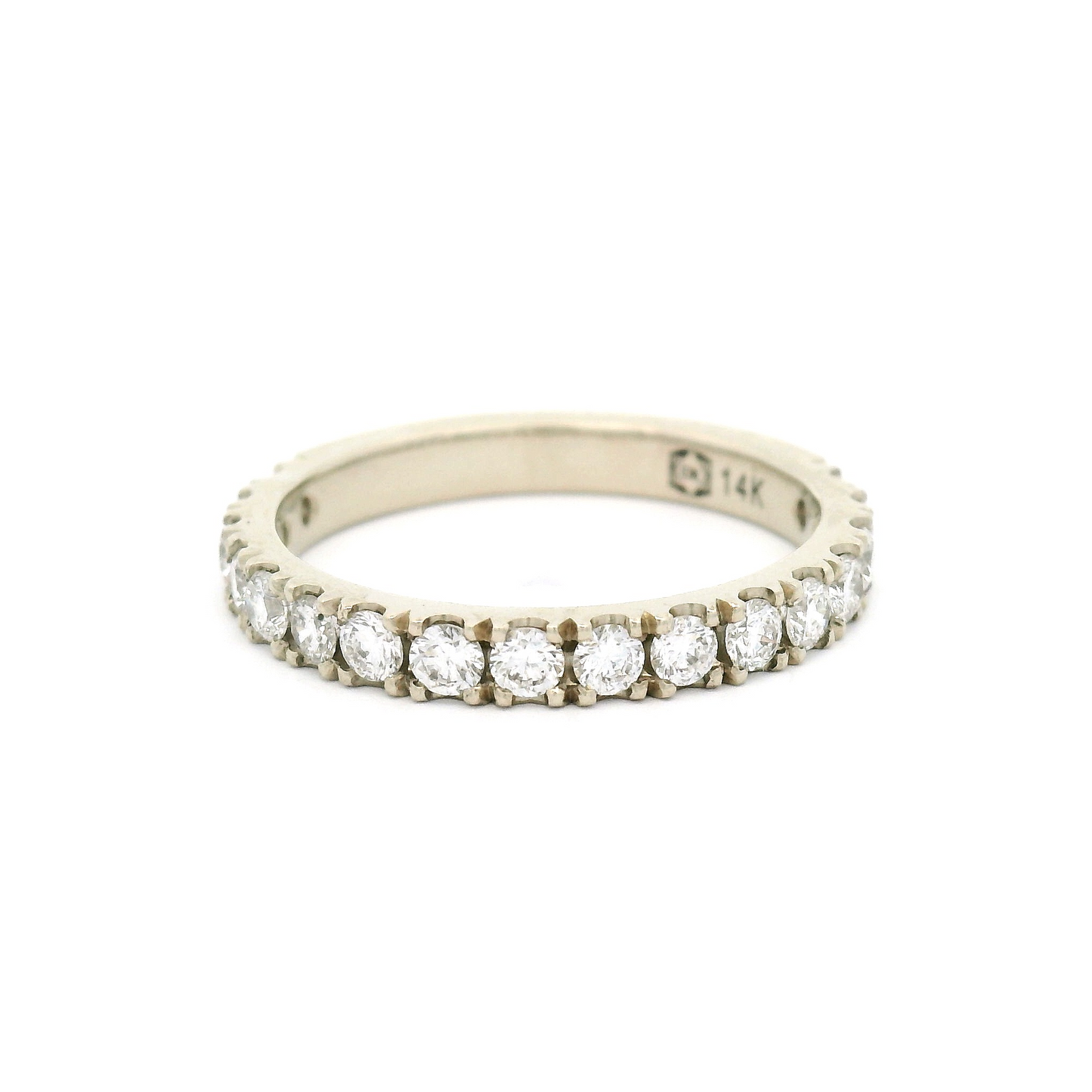 14k White Bead-Set Three-Quarter Eternity Band with 0.61cts Natural Diamonds