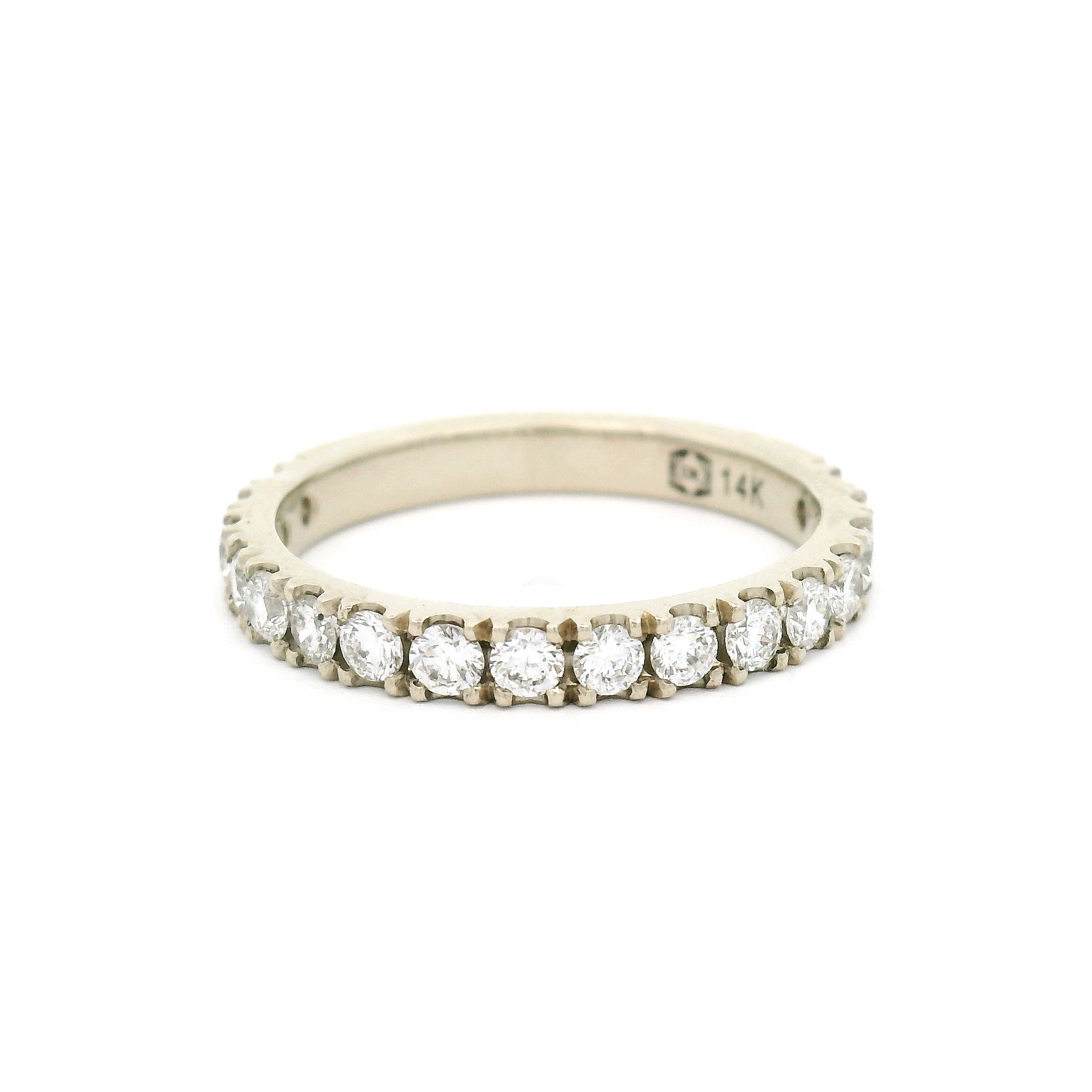 14k White Bead-Set Three-Quarter Eternity Band with 0.61cts Natural Diamonds