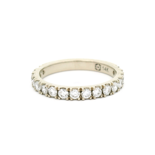 14k White Bead-Set Three-Quarter Eternity Band with 0.61cts Natural Diamonds