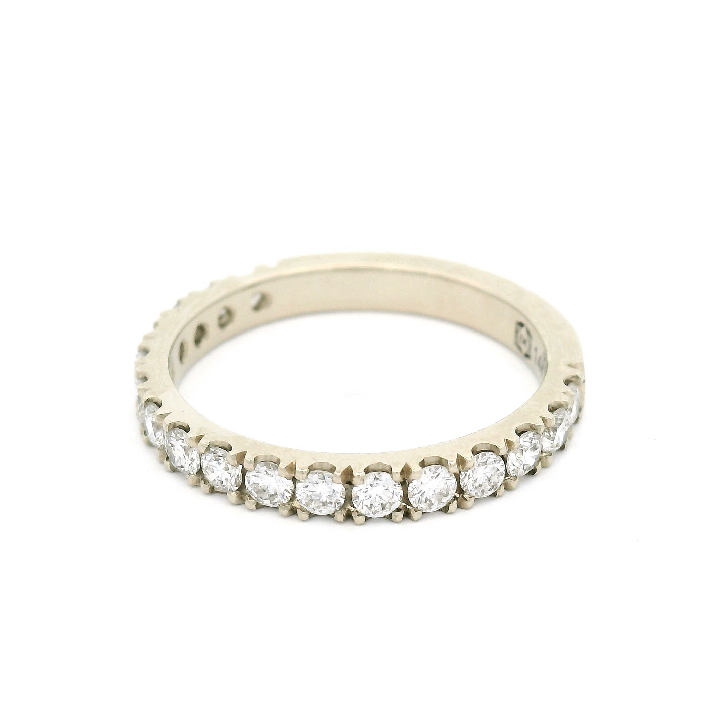 14k White Bead-Set Three-Quarter Eternity Band with 0.61cts Natural Diamonds