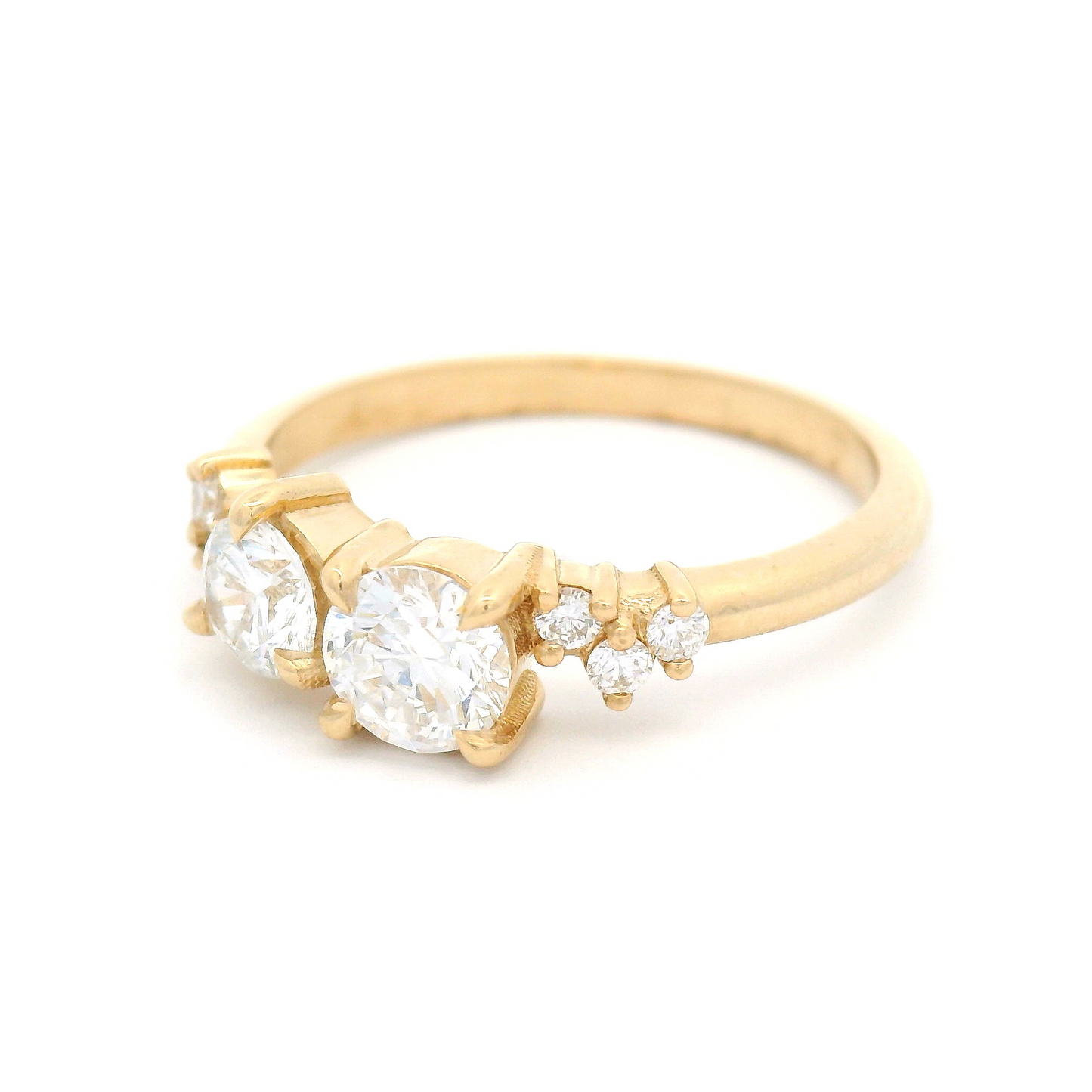 14k Yellow Claw-Set Multi-Stone Ring with Lab-Grown Diamonds