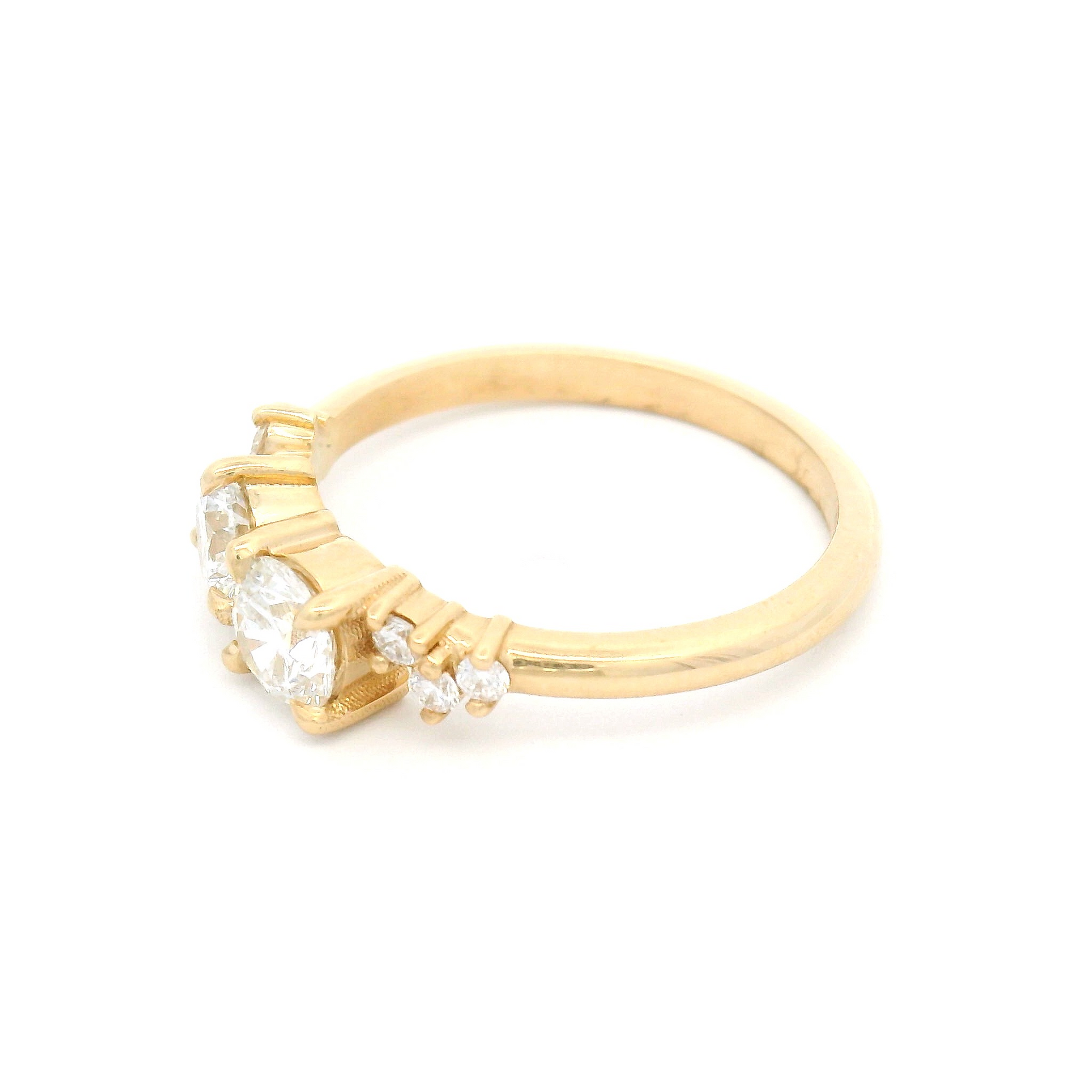 14k Yellow Claw-Set Multi-Stone Ring with Lab-Grown Diamonds