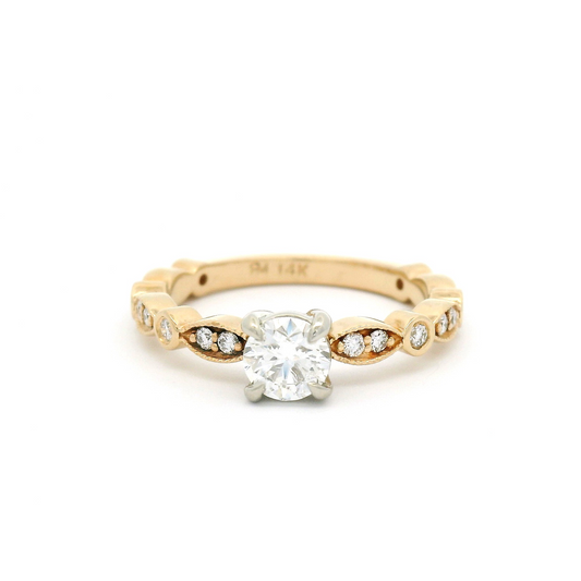 14k Yellow and White Engagement Ring with 0.40ct Diamond and Accent Diamonds 