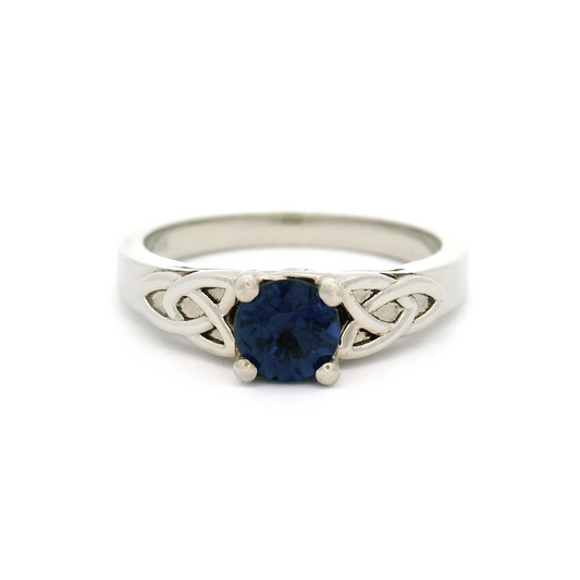14k White Celtic Knot Solitaire set with 0.55ct Blue Sapphire