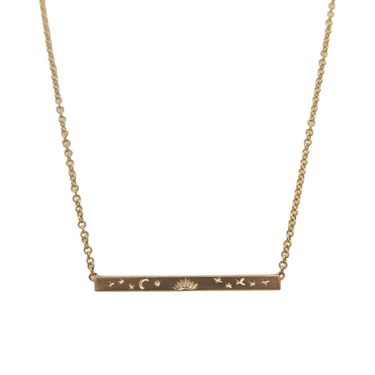 Hand Engraved Dusk Bar Necklace