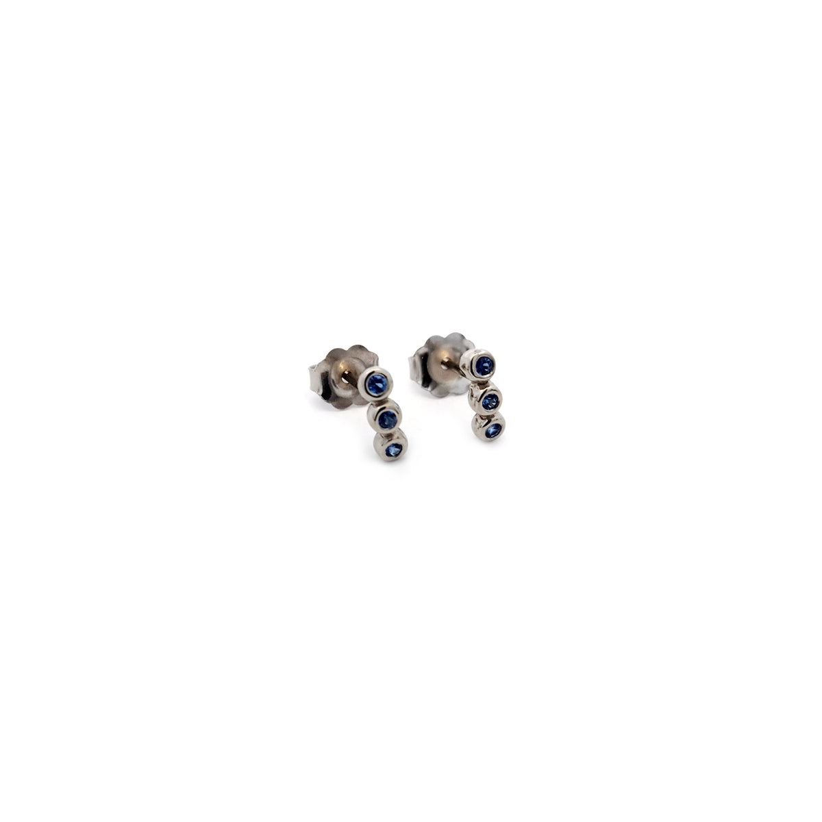 10k White Gold Tiny Blue Sapphire Studs