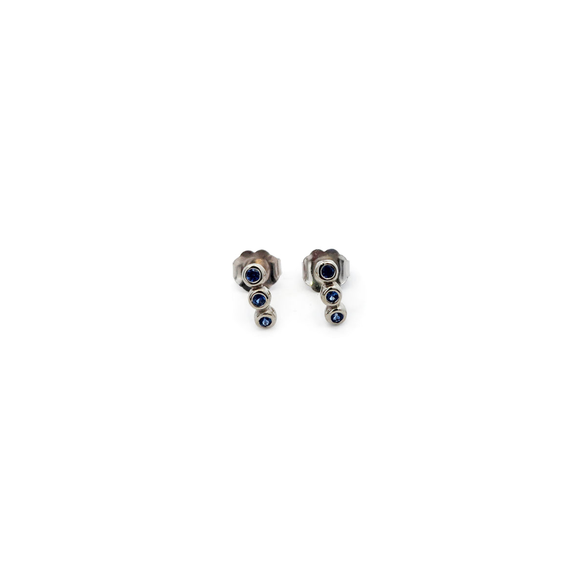 10k White Gold Tiny Blue Sapphire Studs