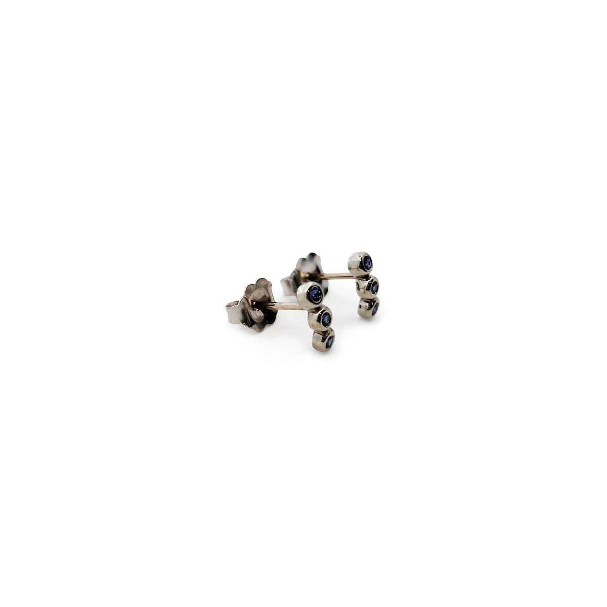 10k White Gold Tiny Blue Sapphire Studs