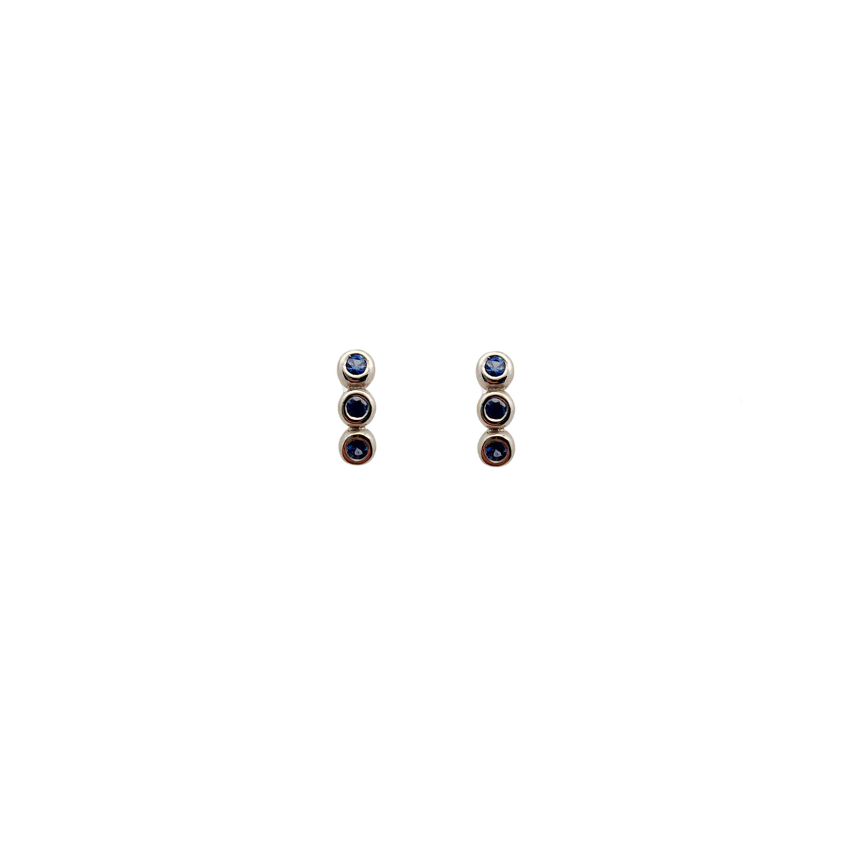 10k White Gold Tiny Blue Sapphire Studs