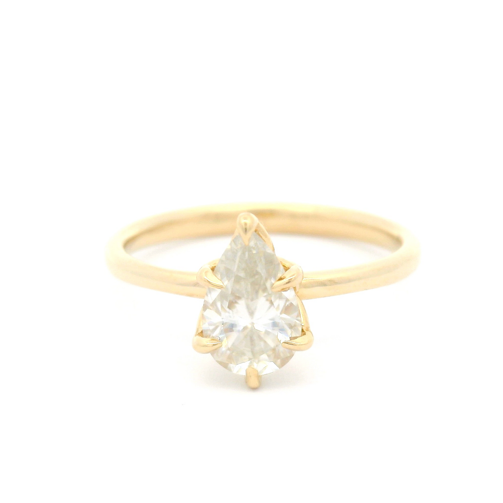 14k Yellow Solitaire with 0.75ct Pear-Cut Moissanite