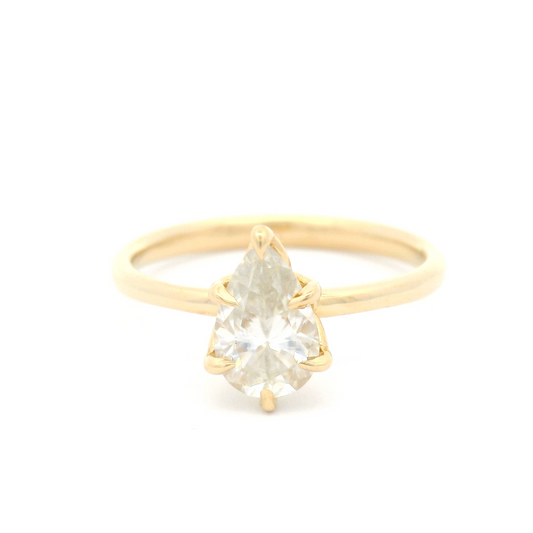 14k Yellow Solitaire with 0.75ct Pear-Cut Moissanite
