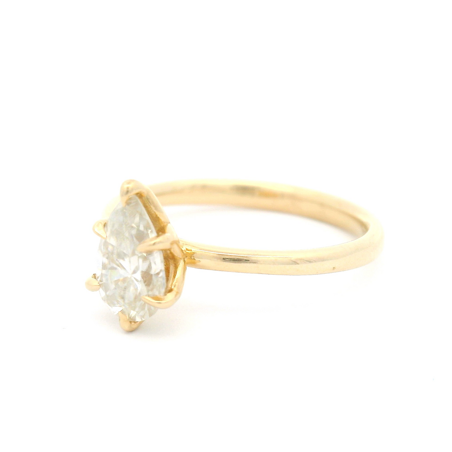 14k Yellow Solitaire with 0.75ct Pear-Cut Moissanite